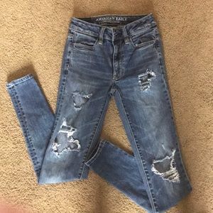 American Eagle distressed Hi-rise jeggings 00
